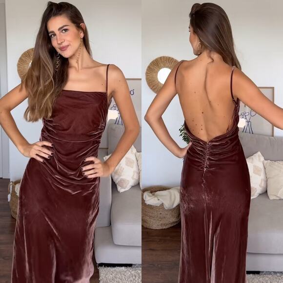 Zara Dresses & Skirts - ZARA STRAPPY VELVET DRAPED MIDDI DRESS